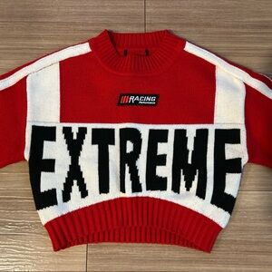 Racing Performance Red and White Crewneck Sweater